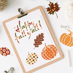 60 Sheets Autumn Fall Pattern Paper 8.5 x11 inch Pumpkin Leaves white