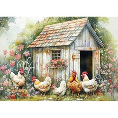 Chicken Coop Diamond Art Kits for Adults, Farm Diamond Painting Dots DIY Gem Art