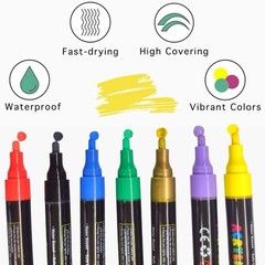 2-pack 12 TSSART Acrylic Paint Markers 3mm, Acrylic Paint Pens.