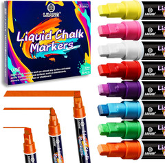 Chalk Markers Neon 8 Colors, Jumbo Liquid Chalk Markers with 10Mm 3-In-1 Tips Pe