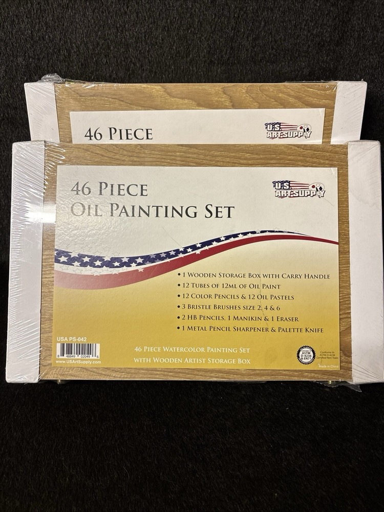 U.S. Art Supply 46-Piece Complete Artist WatercolorOil Painting Set NEW Set Of 2