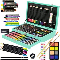 Sunnyglade 145 Piece Deluxe Art Set in Wooden Box Drawing and Painting Kit