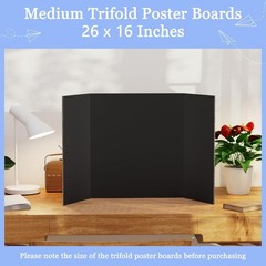 6Pcs Medium Black Trifold Poster Boards 26×16 inches for Presentations