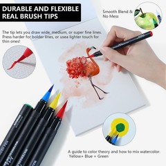 AOTEMOON 60 Watercolor Pens Set Includes 52 Vivid Colors, Real Brush Tips Pai…