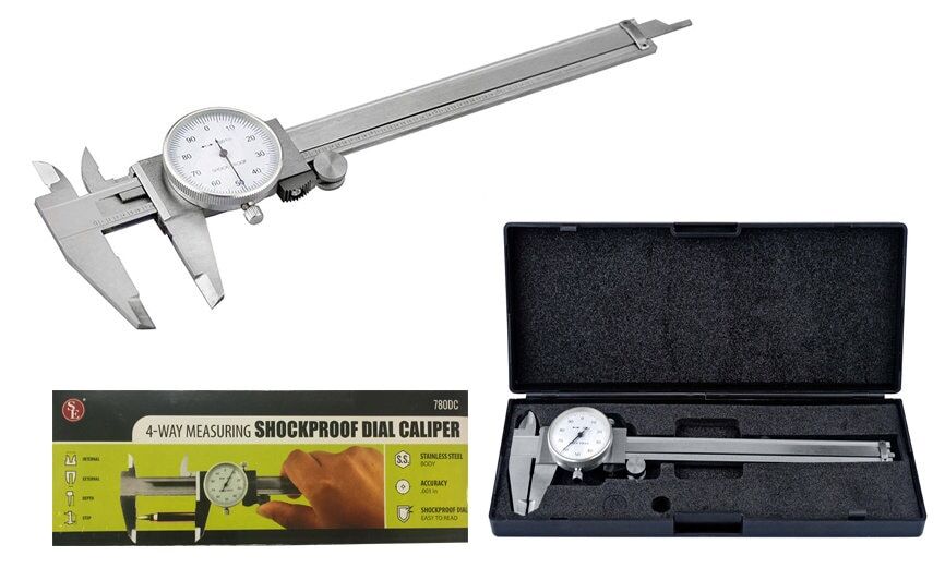 4 – Way Measuring Steel Shockproof Dial Caliper, 0-6″ SAE