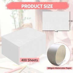 Cotton Watercolor Paper 8.5 x 11 inch 300 GSM 400 Sheets White ZAYOUAU Bulk Cold