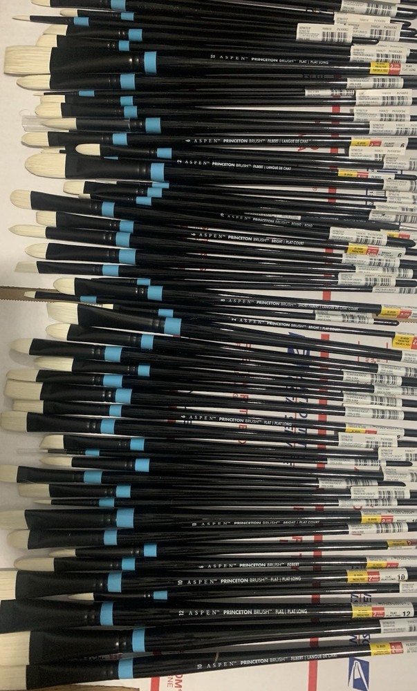 Princeton Aspen Oil Acrylic Synthetic Paint Brushes Lot Of 70