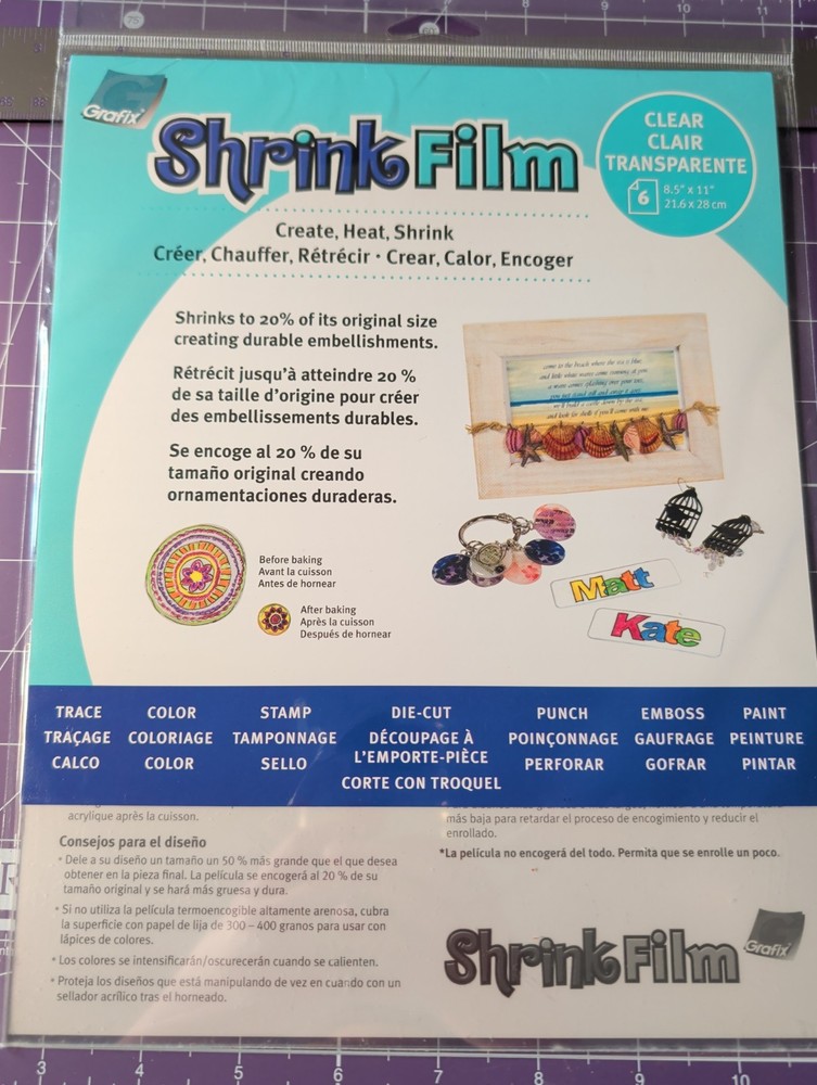 Grafix Shrink Film Clear Transparent 6 Sheet Pack – New
