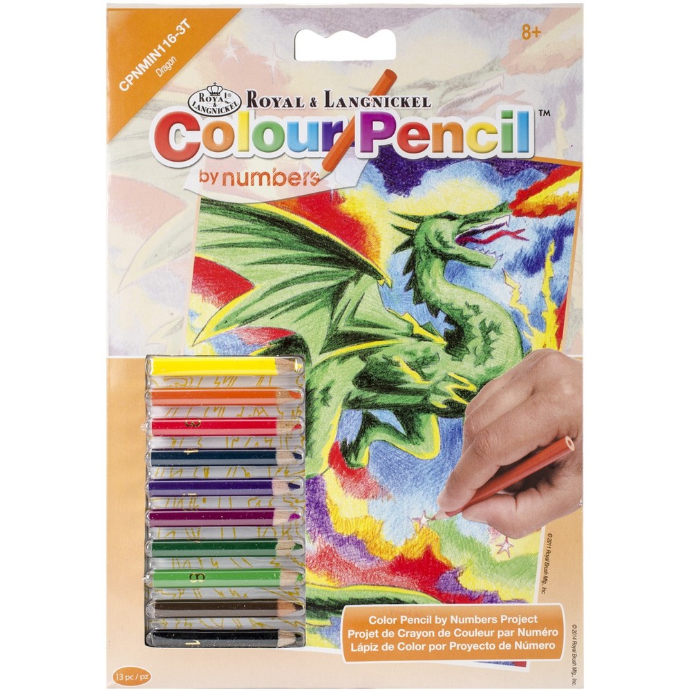 Royal & Langnickel(R) Mini Color Pencil By Number Kit 5″X7″-Dragon