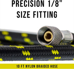 Premium 10 Foot Nylon Braided Airbrush Hose with Standard 1/8″ Size Fittings on