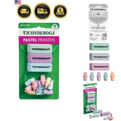 Assorted Erasers, Pastel Colors, 15 Count