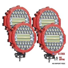 4 Pcs 201W Led Light, 7 Inch Round Light Bar Off Road Auxiliary Red