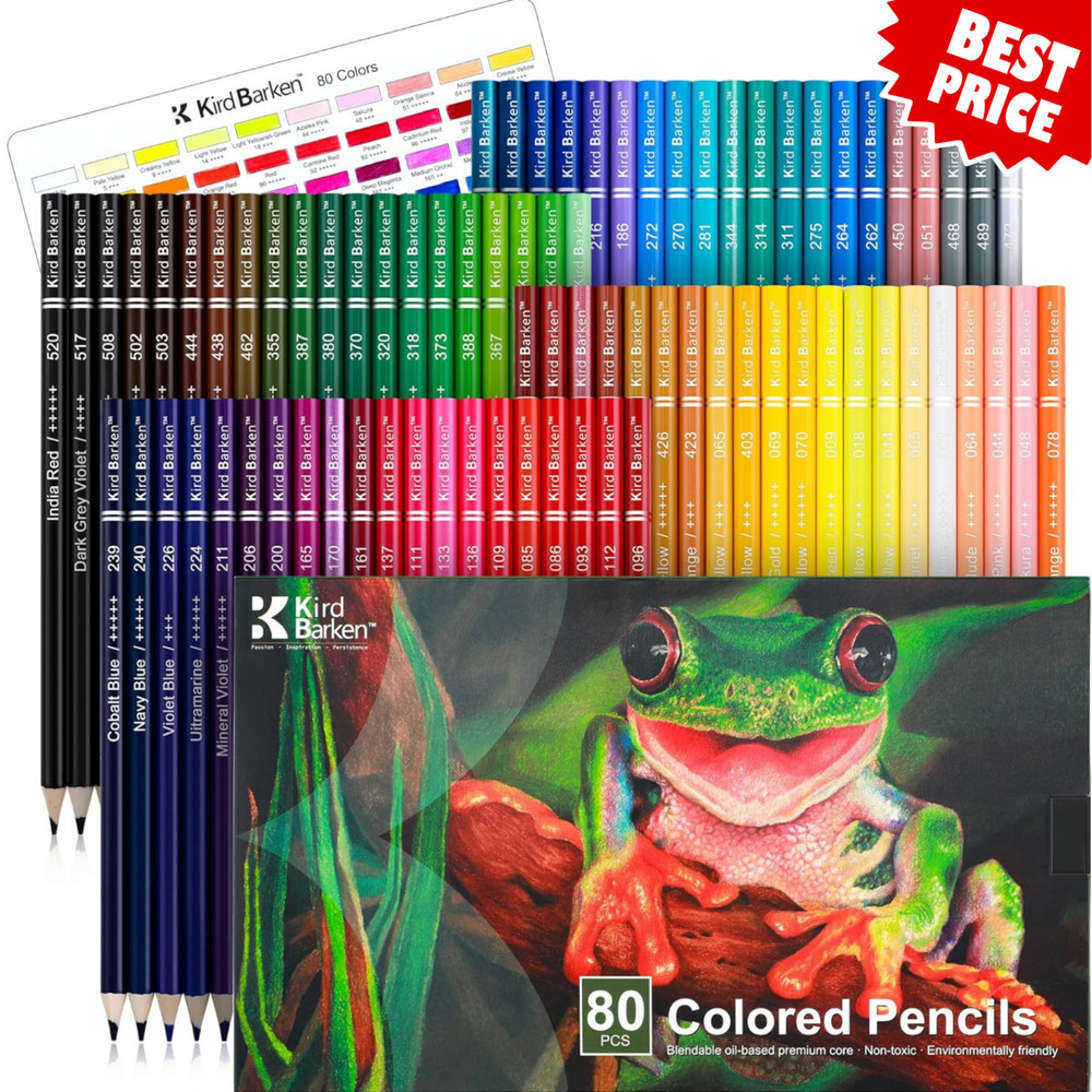 80 Colored Pencils, Soft Core Color Pencil Set for Adult Coloring Books Artist..