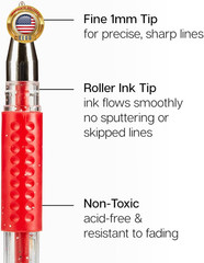 Glitter Rollerball Gel Pens, 12 Sparkling Colors with Soft-Grip Comfort, XL Ink