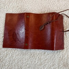 Leather Journal Refillable Rustic Diary Notebook Travel Journal Leaf Charm Brown