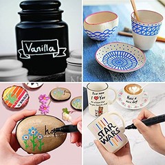 Acrylic Paint Marker Pens – 2-3mm Medium Tip, 6 Pack Permanent Water Based Gold