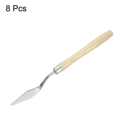 8pcs Painting Palette Knife 6.89″ Pointed Stainless Steel Blade Beige
