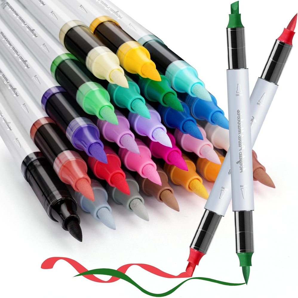 Acrylic Paint Creative Markers, 24 Colors, Brush & Chisel, High Coverage, Works