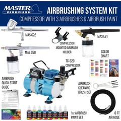 Cool Runner II Airbrush Kit with Dual Fan Compressor, 3 Airbrushes, 6 Color A…