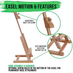 16″ Mini Tabletop Wooden H-Frame Studio Artist Painting and Display Easel Stand