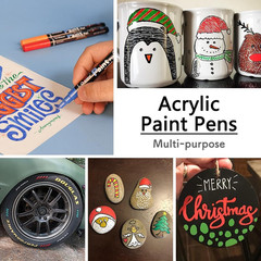 Overseas Red Acrylic Paint Pens 2 Pack, 0.7Mm Extra Fine Tip Permanent Markers,