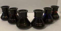Levenger Bottled Fountain Pen Ink Set Raven Black Cocoa Amethyst Green Blue Red