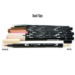 Tombow Dual Brush Pens Art Markers 10 Brush and Fine Tip Portrait Palette NEW