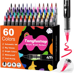 60 Colors Acrylic Paint Markers, Water-Based Paint Pens with Auto Ink Control…