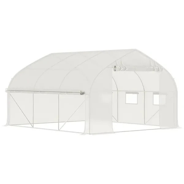 Tunnel Greenhouse 11.5′ with Steel Hoops Mesh Door and Windows