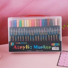 120 Color Acrylic Paint Markers Dual Tip Brush Fine Pens Art Set