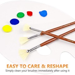 Artist Fan Paint Brush Set of 7, White Hog Bristle Natural Hair Anti-Shedding…