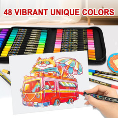 Paint Markers Acrylic Paint Pens, Dual Tip 48 Colors Acrylic Markers with Brush