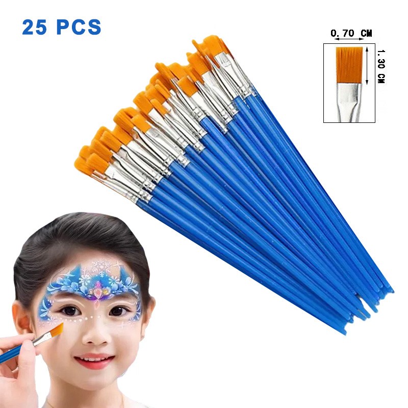 25PCS Flat Paint Brushes Small Brush Tool For Detail Painting Craft Art Gift