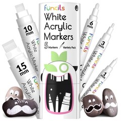 Acrylic White Paint Pen Set 1mm-15mm Multi Pack for Rock Painting Fabric Meta…