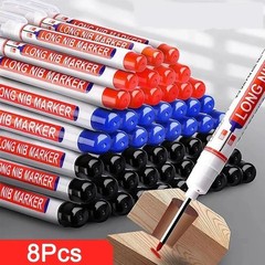 8Pcs Deep Hole Marker Pen Set 20mm Long Nib Waterproof Wood Metal Markers