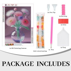 Diamond Painting Kit, Colorful Flowers Full Diamond Round Diamond Art, 5D DIY