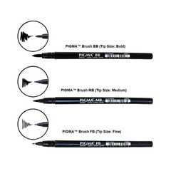 SAKURA Pigma Brush Pen Set of 9 – 3×BB, 3×MB, 3×FB Black Ink Archival Japan