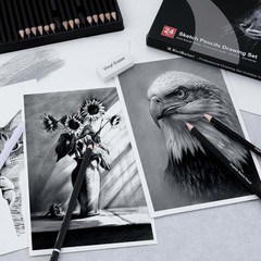 Kird Barken 24PCS Professional Sketch Pencil Set – 5H to 14B Pencils, Charcoa…