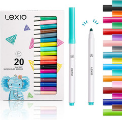 Lexio Washable Markers for Kids, 20 Vibrant Coloring, Washable Non Toxic Markers