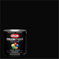 Fast-Drying COLORmaxx Satin Black Paint – Ideal for Indoor/Outdoor Use, 8 Fl Oz