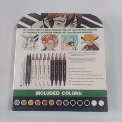 Manga Drawing Set 13 Count Illustration Markers Dual Tip Alcohol Ink Art Pens