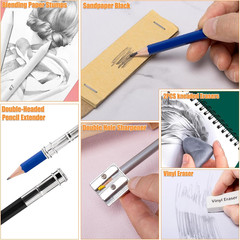 Art Supplies Drawing Pencils Set – 76 Pack Pro Sketching Kit with Sketchbook & W