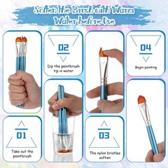 50 PCS 0.7 Inch Artist Filbert Paint Brushes Soft Nylon Hair Wood Handle