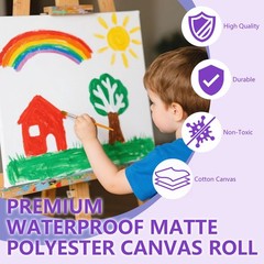 36”x100′ Canvas Roll Premium Matte 290gsm Waterproof Polyester Painting Canvas