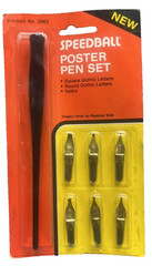 New Vintage Speedball Poster Pen Set for Calligraphy with 6 Nibs