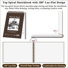 9″ x 12″ Sketch Book, Top Spiral Bound Sketch Pad, 100 Sheets 68lb/100gsm Aci…