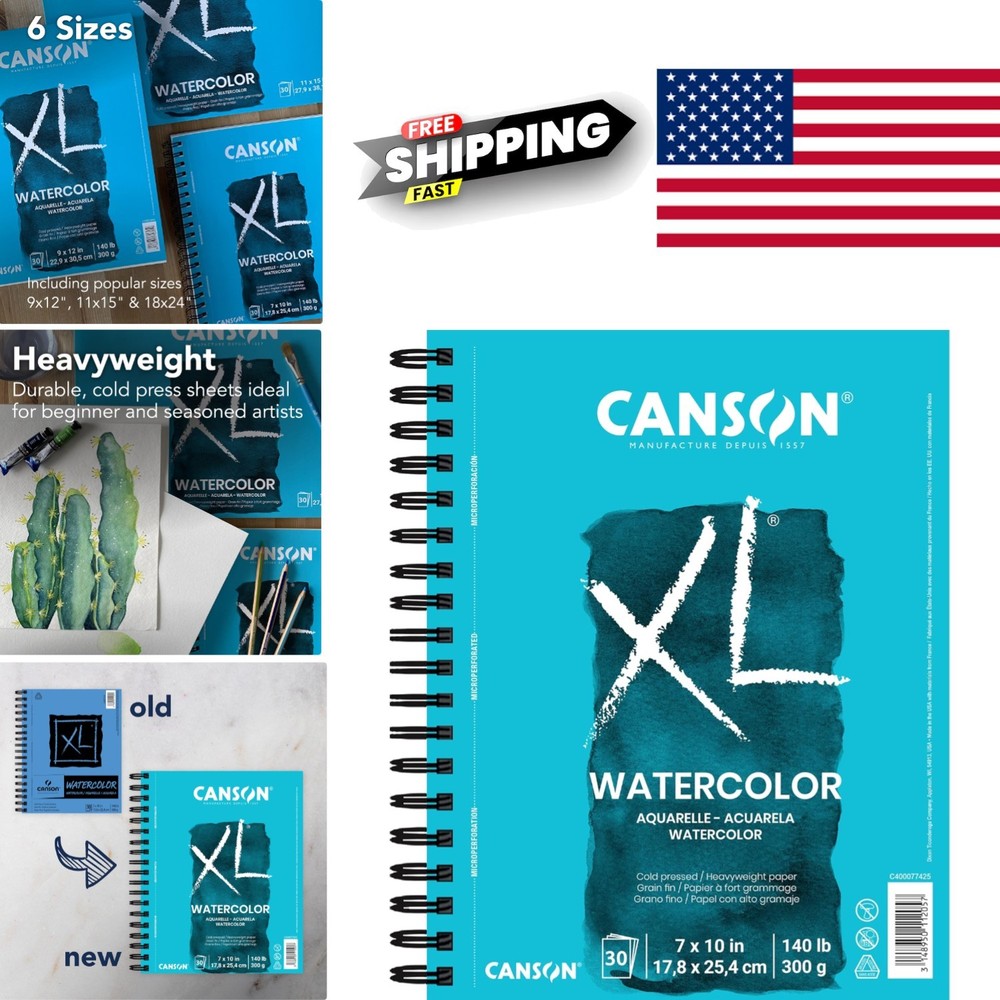 Durable Watercolor Paper Pad 7×10 Inches 140lb Ideal for Watercolor Techniques