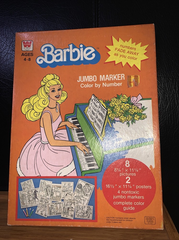 1983 Barbie Color By Number, 8 picture 2 posters, Whitman, One Picture Used