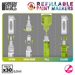 Green Stuff World Refillable Acrylic Paint Marker Size 2 – Single Marker – for M