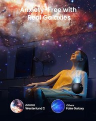 Galaxy Starlight Projector features interchangeable optical film discs.